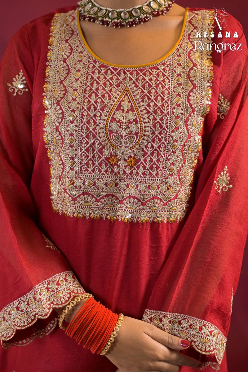 Rangrez By Afsana Rose Gold Crush Readymade Suits 